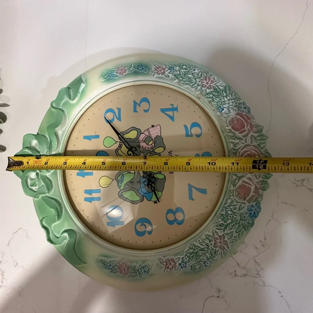 Vintage Rare Bulova Clock Elephants Blue Pink Kids Clock Elephants With Balloons